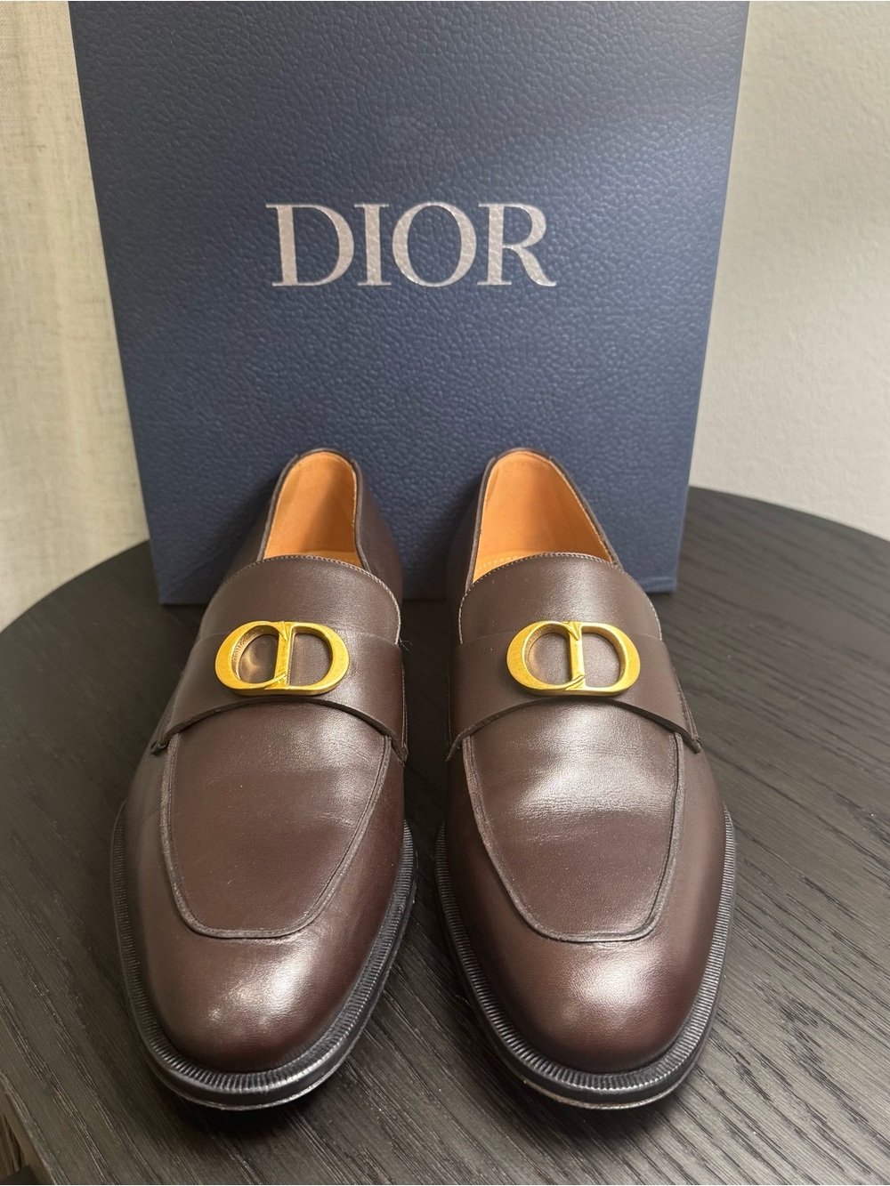 Christian Dior Timeless Loafers Dress Shoes Leather Brown 41 - Picture 3 of 11